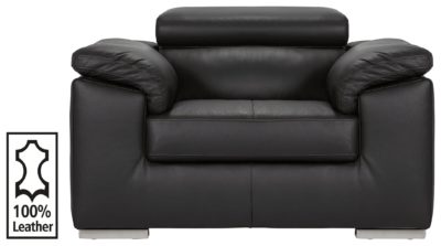 Hygena - Valencia - Leather Chair - Black